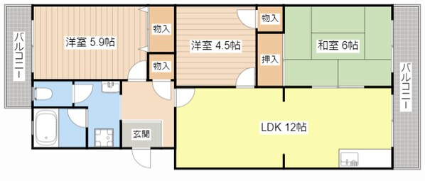 セレッソ甲西C号館の物件間取画像